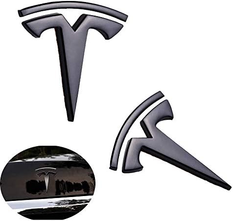 Küçük 55x60mm 2 adet Mat Siyah 3D Metal Tesla Yan Çamurluk Arka Gövde Amblem Sticker Rozet Çıkartmaları Tesla S & X & 3 Dekoratif