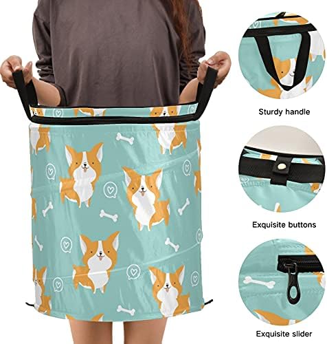 Sevimli Hayvanlar Köpek Pop Up Çamaşır Sepeti Kapaklı Katlanabilir Depolama Sepeti Katlanabilir çamaşır torbası Kamp Kreş Odası