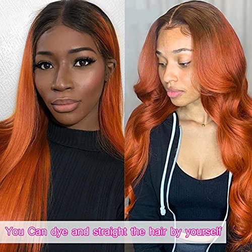 YMS Şeffaf HD Dantel ön peruk İnsan Saç Ön Koparıp 150 % Yoğunluk İnsan Saç Peruk Siyah Kadınlar için Ombre Turuncu İnsan Saç