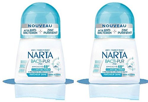Narta - Déodorant Femme Bille Anti-Transpirant Bacti-Pur Fraicheur Saine Efficacité 48h - 50 ml - Pack of 2