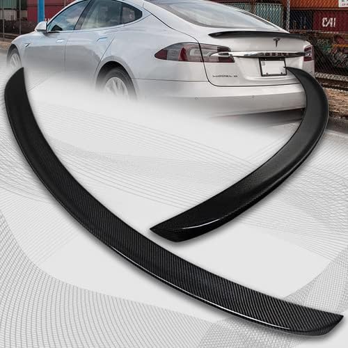 HK5 Siyah Gerçek Karbon Fiber OE Stil Arka Bagaj Kapağı Spoiler Kanat 2012-2019 Tesla Model S ile Uyumlu, 2013 2014 2015