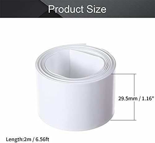 Othmro pil Shrink Wrap PVC ısı Shrink boru düz genişliği 29.5 mm, uzunluk 2 m için Büyük pil paketi güç Beyaz