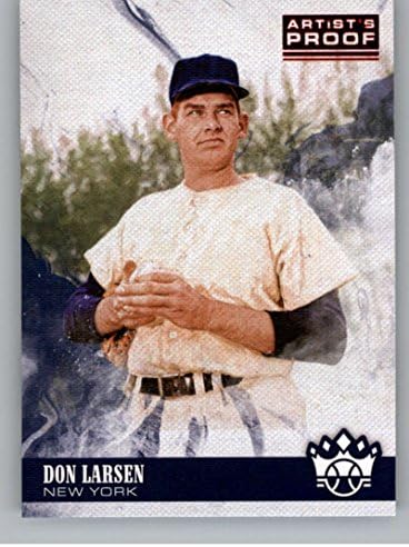 2018 Panini Diamond Kings Sanatçı Kanıtı Kırmızı 24 Don Larsen Yankees Resmi MLB PA Beyzbol Ticaret Kartı Ham (NM veya Daha