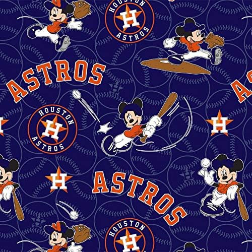 MLB Mickey Disney Kumaş Mash Up Houston Astros Beyzbol Mavi 44 Geniş Premium Kalite %100 % Pamuk Kumaş Bahçesinde tarafından