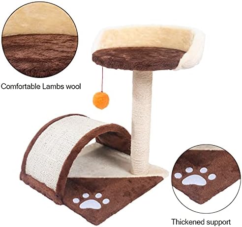 Tırmalama Direkleri ve Oyuncak Top ile Kedi Aktivitesi için 19 Sisal Kenevir Kedi Ağacı, Kedi Kulesi Kahverengi