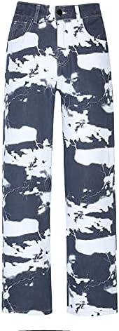 KAGAYD erkek Kot Gevşek Fit Büyük ve Uzun Boylu Rahat Vücut Geliştirme Cepler Denim batik Baskılı Spor Pantolon Moda Pantolon