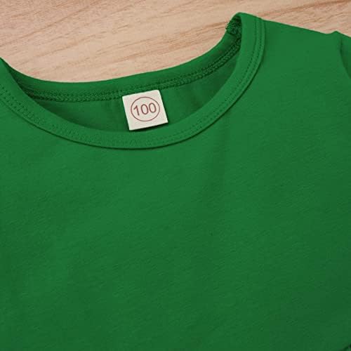 Yürüyor Bebek Çocuk Kız Aziz patrick Günü Kıyafetler Yeşil Fırfır Elbise Yonca Baskı Pantolon Eşarp 3 Adet Set Giysi