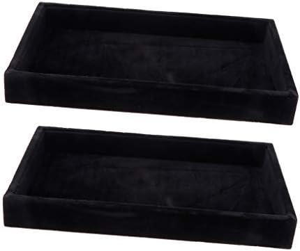 Homyl 2 Pcs Istiflenebilir Takı Organizatör Tepsiler Muti-kullanım Takı Depolama Tutucu Vitrin için Çekmece veya Dresser, Siyah