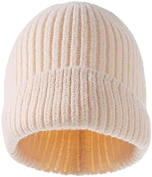 ESXAZ 2 Adet Şeker Renk Örme Kapaklar Sonbahar Kış Flanş Skullies Beanies Ponpon Yün Şapka (Renk : Bir, Boyutu: 21 * 22 cm)