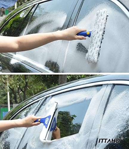 ITTAHO Silecek ve Mikrofiber Scrubber Combo için Pencere, Araç Cam, Duş Cam Kapı Temizleme-Döner Tarzı (Uzatma Kutup Ayrı Satılır)