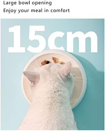 Houozon Kedi Maması su kasesi, Geniş Sığ Gizli Amin Kedi Çanağı, Dökülmeyen evcil hayvan kasesi, 225 ml, Beyaz, 6.6 inç (İki
