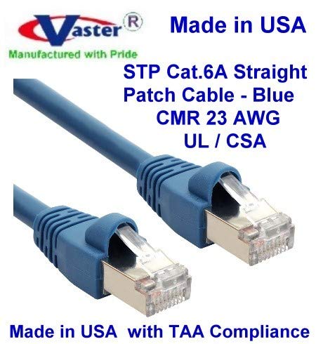 ABD'de Üretilen Süper Kablo-190 Ft-STP Cat6a Ethernet Yama Kablosu-23 AWG-UL CMR-Mavi