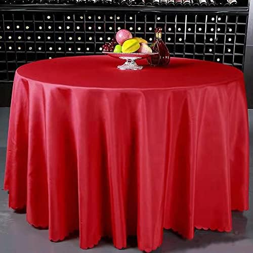 Zmmyuluo Yuvarlak Masa Örtüsü 1 Adet Yıkanabilir Masa Örtüsü 70 İnç Kırmızı Dekoratif Polyester Masa Örtüsü için Düğün Parti