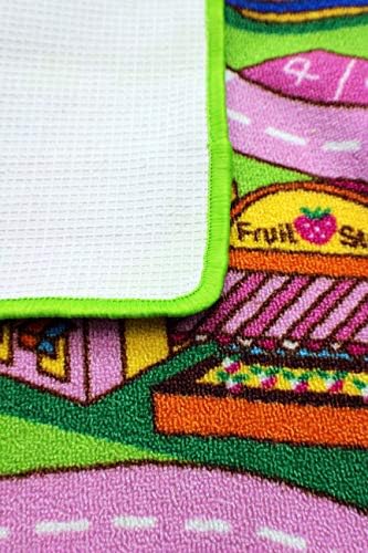 Mybecca Çocuk Halı Renkli Eğlenceli Arazi 3' x 5 'Yollar Çocuk Zemin Oyun Çocuk Alan Kilim Mat Oyun Odası ve Kreş (39 x 56)