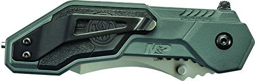 Smith & Wesson M & P SWMP1 7.1 in Yüksek Karbonlu SS Destekli Açılış Bıçağı ile 2.9 in Klip Noktası Bıçak ve Alüminyum Kolu için