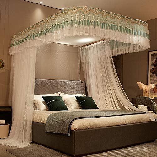 XJAXY Yatak Perde Gölgelik Kız Yatak Odası için U-Şekilli Ray Braketi ile Tek için Kral Kat Ev Sıcak Tutmak Yatak Gölgelik, Alanı