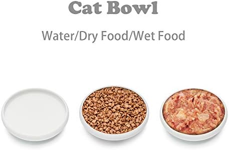 ComSaf Kedi Maması su Kasesi, Geniş Sığ Seramik Kedi Çanağı, Dökülmeyen evcil hayvan kasesi, 10oz