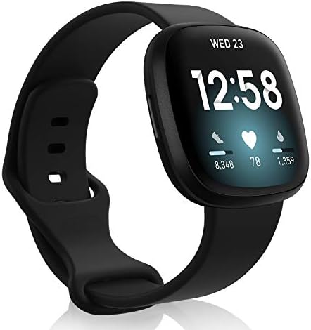 Veezoom Fitbit Versa 3 Bantları ile Uyumlu, Fitbit Versa Sense Smartwatch için Yumuşak Silikon Spor Yedek Kayış, su geçirmez