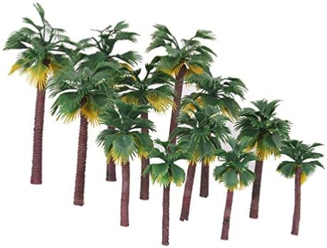NUOBESTY 12 PCS Düzeni Rainforest Plastik Palmiye Ağacı Modeli Ağacı Sahne Diorama Düzeni (Kök Rastgele)