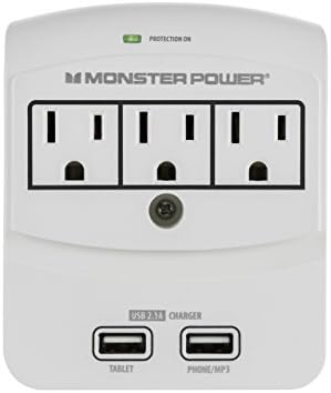 Monster Power Home Office 350 USB, 3 çıkış, 2 USB konektörü ve duvara montaj