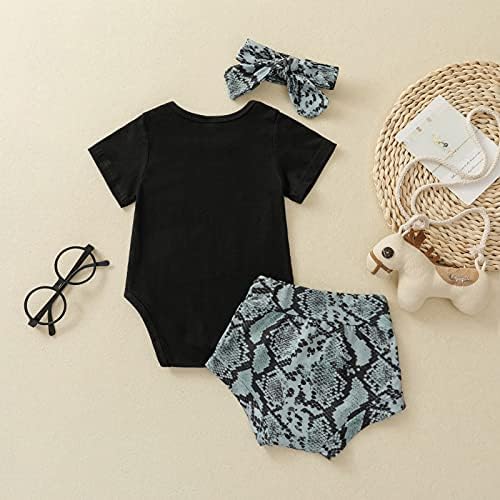 3 ADET Yenidoğan Bebek Kız Mamas Mini Kıyafet Kısa Kollu Bodysuit + Leopar Şort + Kafa Yaz Giysileri Set