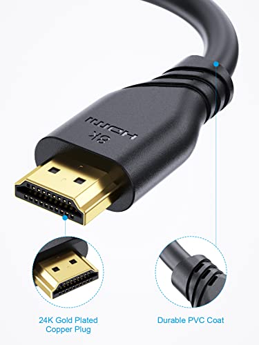 8K HDMI Kablosu 6.6 ft-SOOMFON 48Gbps Yüksek Hızlı HDMI 2.1 Kablosu, 8K @ 60Hz, 4K@120Hz, HDCP 2.3, HDR 10+, eARC PS5, PS4, Xbox