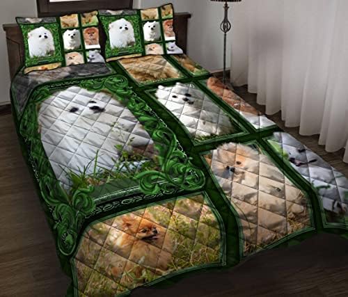 Pomeranian Köpek Yorgan yatak Seti, Köpek Severler için En İyi Hediye, Hediye için Erkek, Kız, Anne, Büyükanne, Özel Ad (Tek,
