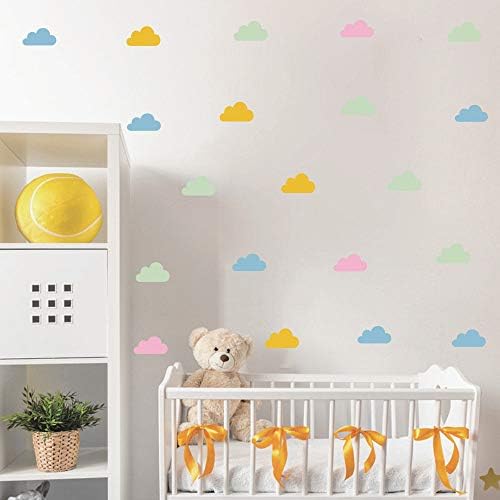 48 adet Mix Renk Küçük Bulutlar Duvar Çıkartması Sticker Çocuklar için yatak odası dekoru-Kreş Odası DIY Ev Dekor Vinil Bulutlar