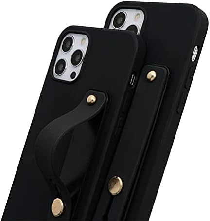 Eouine-Bileklik samsung kılıfı Galaxy S8, 5.8, Yumuşak Siyah Silikon telefon kılıfı ile Bilek Kayışı Band, Kickstand İnce Darbeye