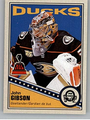2019-20 O-Pee-Chee Retro Hokey 418 John Gibson Anaheim Ördekler Üst Güverte Opc'den Resmi NHL Ticaret Kartı