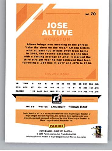 2019 Donruss Holo Pembe Beyzbol 70 Jose Altuve Houston Astros Resmi MLB Ticaret Kartı Panini
