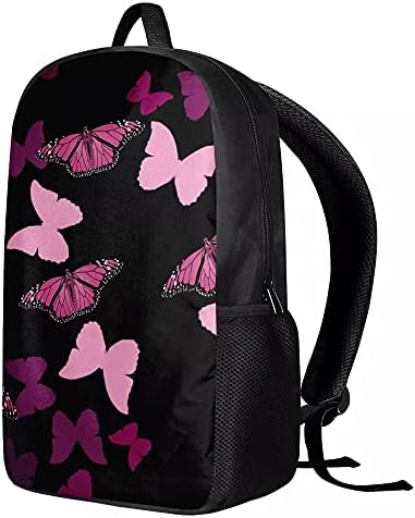 Pembe kelebekler sırt çantası okul şık seyahat sırt çantaları genç kızlar için