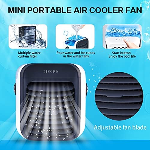 Taşınabilir Klima Fanı / LİSOPO Şarj Edilebilir Evaporatif Hava Soğutucu Nemlendirici ve Hava Temizleyici ve 7 Renk Gece Lambası