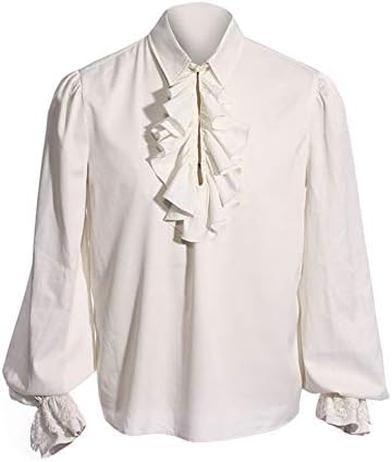 Bbalizko Erkek Korsan Gömlek Vampir Rönesans Victorian Steampunk Gotik Ruffled Ortaçağ Cadılar Bayramı Kostüm Giyim