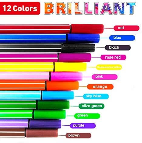 12 Renkler Dergisi Planlayıcısı Kalemler, İnce Nokta İşaretleyiciler, İnce-Liner Kalemler,Hiçbir Kanama, Çizim ve Yazma için