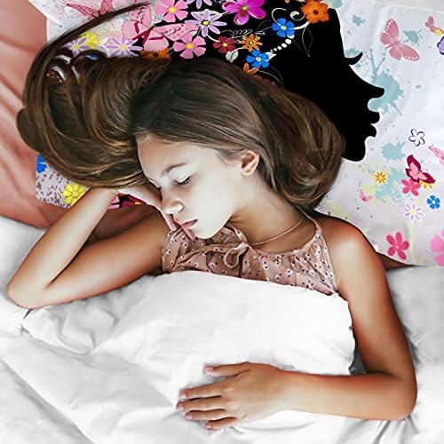 Yatak örtüsü yatak Örtüsü Seti Peri Kelebek Kız Çiçek Baskı Yatak Örtüsü 3 Parça Yorgan Seti 2 Yastık Kılıfı Kaliforniya Kral