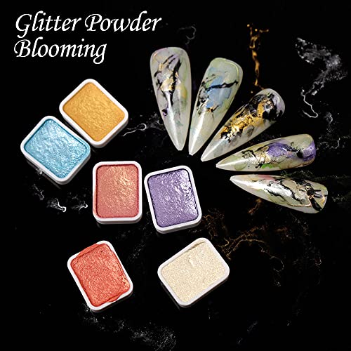 Yayılan Etkisi için çiçeklenme Jel Oje, Tırnak Suluboya Boya Seti - 12 Renkler İnci Pırıltılı Suluboya Boyama Seti Tırnak Çiçeği
