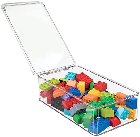 mDesign İstiflenebilir Plastik Saklama Oyuncak Kutusu Kapaklı Kutu-Çocuk/Çocuk Aksiyon Figürleri, Boya Kalemleri, İşaretleyiciler,
