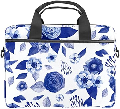 Mavi Suluboya Çiçekler Vintage laptop çantası Kadınlar için Messenger omuzdan askili çanta 14.5 İn Laptop taşıma çantası İş Evrak