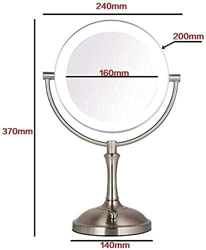 HİGHKAS Küçük Ayna Makyaj Aynası, Avrupa LED Metal Ayna Masaüstü Çift Taraflı makyaj aynası HD Güzellik büyüteçli ayna 360 °