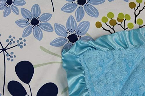 Sevgili Bebek Malzemeleri Bebek Battaniyeleri, Meşe Palamudu, Ağaçlar, Kuşlar ve Mavi Çiçekler, Mavi Minky, 32 inç x 32 inç