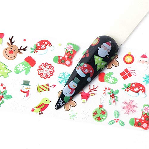 20 Levhalar Noel Desen Tırnak Folyo Transferi Sticker, Çıkartmaları için Nail Art, noel Nail Art Etiketler İpuçları Sarar Folyo