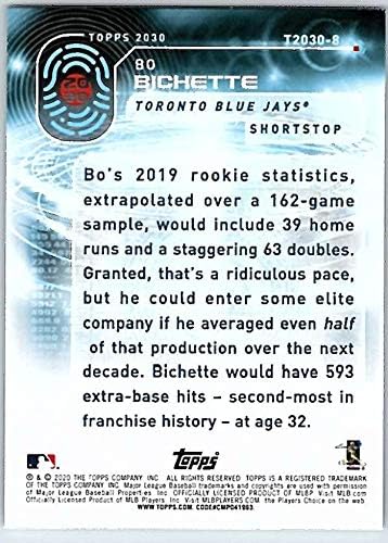 2020 Topps Serisi 2 Beyzbol 2030T2030 - 8 Bo Bichette Toronto Blue Jays Resmi MLB Ticaret Kartı