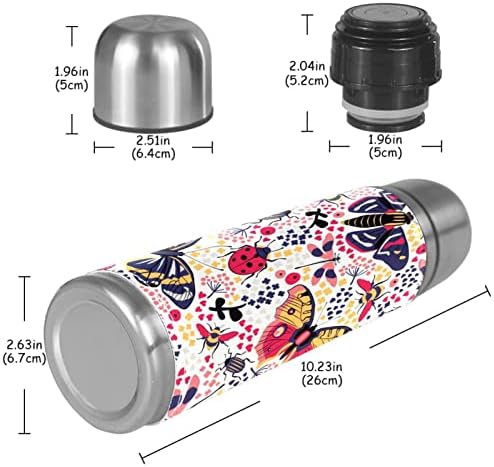 Lılıbeely 17 oz Vakum Yalıtımlı Paslanmaz Çelik Su Şişesi Spor Kahve Seyahat Kupa Flask Hakiki Deri Sarılmış BPA Ücretsiz, çiçek