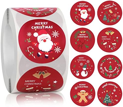 Dongpong Merry Christmas Etiketler Etiketler Rulo 1.5 İnç Yuvarlak Noel Etiketler Yapıştırıcı Noel Dekoratif Zarf Mühürler Çıkartmalar
