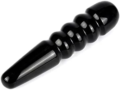 ZHSG Güzel 1 adet 18 cm Doğal Siyah Obsidyen Spiral El Oyma Masaj Sopa Şifa Kristal Taş Değnek (Renk : 1 ADET)