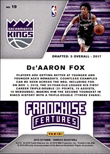 2019-20 Donruss Franchise Özellikleri 19 DE'AARON Fox Sacramento Kings NBA Basketbol Ticaret Kartı