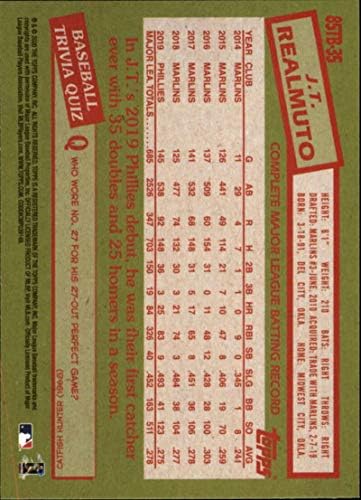 2020 Topps Serisi 2 Beyzbol 1985 35th Yıldönümü 85 TB-35 JT Realmuto Philadelphia Phillies Resmi MLB Ticaret Kartı