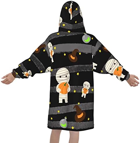 KennethSPearl Giyilebilir battaniye hoodie, hafif, sıcak ve rahat çocukların peluş kapüşonlu battaniyesi, tek beden herkese uyar.