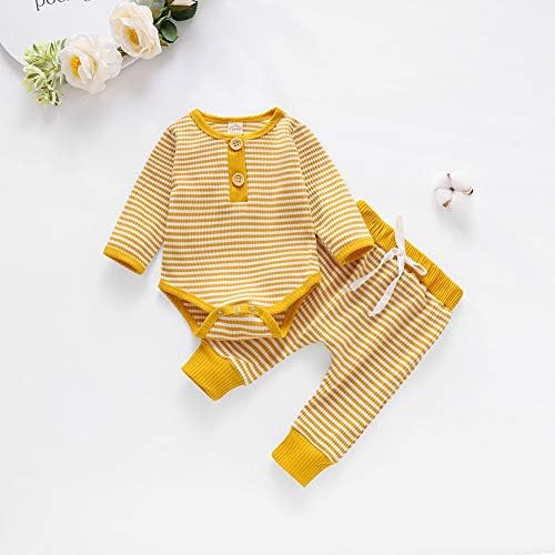 Yenidoğan Bebek Kız Örgü Elbise Düğmesi Üstleri Gömlek Çizgili Pantolon İpli Bebek Erkek 2 Adet Sonbahar Kış Kıyafetler Set